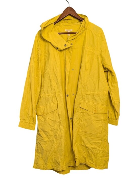 Eileen Fisher Jackets & Blazers - Eileen Fisher Citrn Hooded Anorak Coat 1X Lightweight Organic Cotton Raincoat